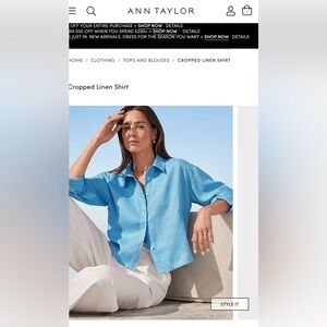 New Ann Taylor linen button down top size small